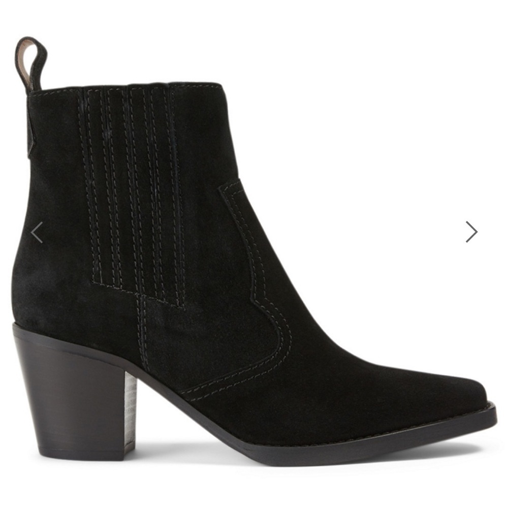 GANNI Black Suede Western Ankle Booties
